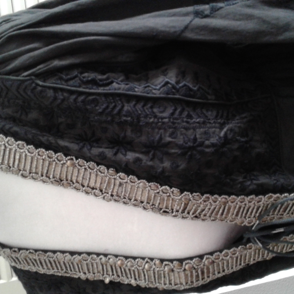 Free People, beautiful Black with Sliver Trim Jacket - Picture 2 of 11